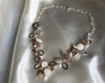 Pearl, Mother of Pearl & Shell V Necklace