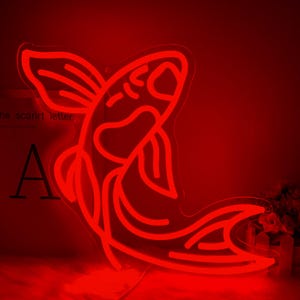 Koi Fish Neon Sign, Custom Japanese LED Wall Art, Koi Pond Decor, Unique Home & Bar Lighting, Gift for Koi Lovers