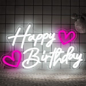 Happy Birthday Neon Sign - Personalized LED Light, Backdrop Decor for Parties, Unique Gift for Her Him - Custom Night Light or Party Decor