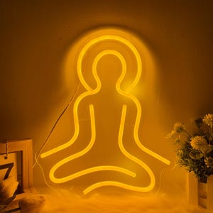 Yoga Buddha Neon Sign, LED Meditation Wall Art, Yoga Room Decor, Personalized Zen Gift, Spiritual Light