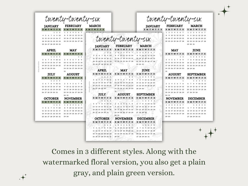 2026 Year at A Glance | A5 Planner Insert | A5 Planner Dashboard | Year ...