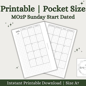 2025 Pocket MO2P Sunday Start Dated | Month At A Glance | Pocket Planner Insert | Monthly To Do List| Pocket Printable | Digital Download