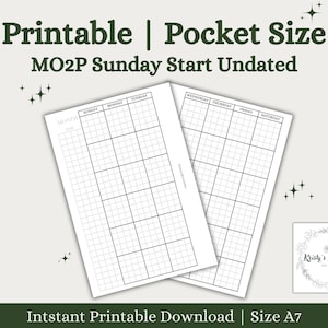 Pocket MO2P Sunday Start Undated | Month At A Glance | Pocket Planner Insert | Monthly To Do List| Pocket Printable | Digital Download