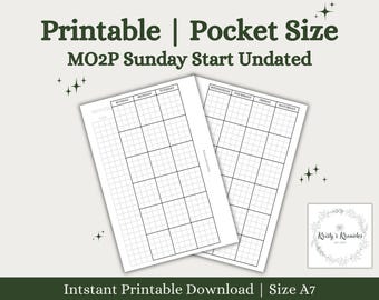 Pocket MO2P zondagstart: ongedateerd | Maand in één oogopslag | Insteekvakplanner | Maandelijkse takenlijst| Afdrukbaar op zak | Digitale download