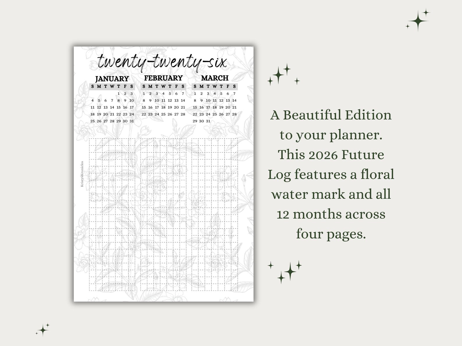 2026 Future Log Printable | A5 Planner Insert | A5 Planner Dashboard ...