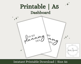Printable Planner Dashboard | A5 Planner Dashboard | Aesthetic Dashboard | Minimal Planner Dashboard | Digital Download