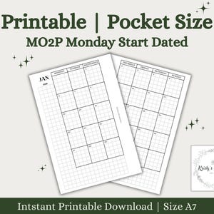 2025 Pocket MO2P Monday Start Dated | Month At A Glance | Pocket Planner Insert | Monthly To Do List| Pocket Printable | Digital Download