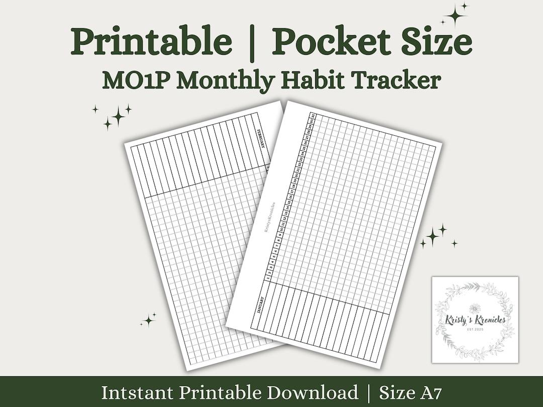 Pocket MO1P Habit Tracker | Month at A Glance | Pocket Planner Insert ...
