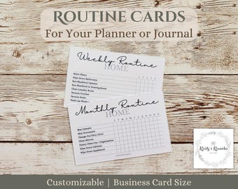 Set of Planner Routine Cards | Habit Tracker Journalling Cards | Daily Weekly Monthly Yearly Routines | Task Cards | Minimal