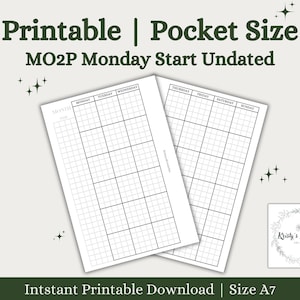 Pocket MO2P Monday Start Undated | Month At A Glance | Pocket Planner Insert | Monthly To Do List| Pocket Printable | Digital Download