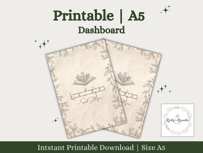 Printable Planner Dashboard | A5 Planner Dashboard | Aesthetic ...