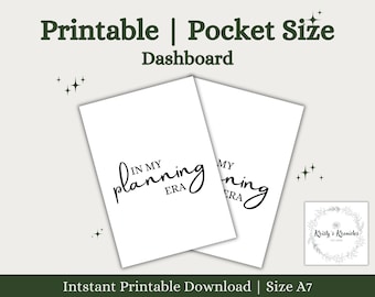 Printable Planner Dashboard | Pocket Planner Dashboard | Aesthetic Dashboard | Minimal Planner Dashboard | Digital Download