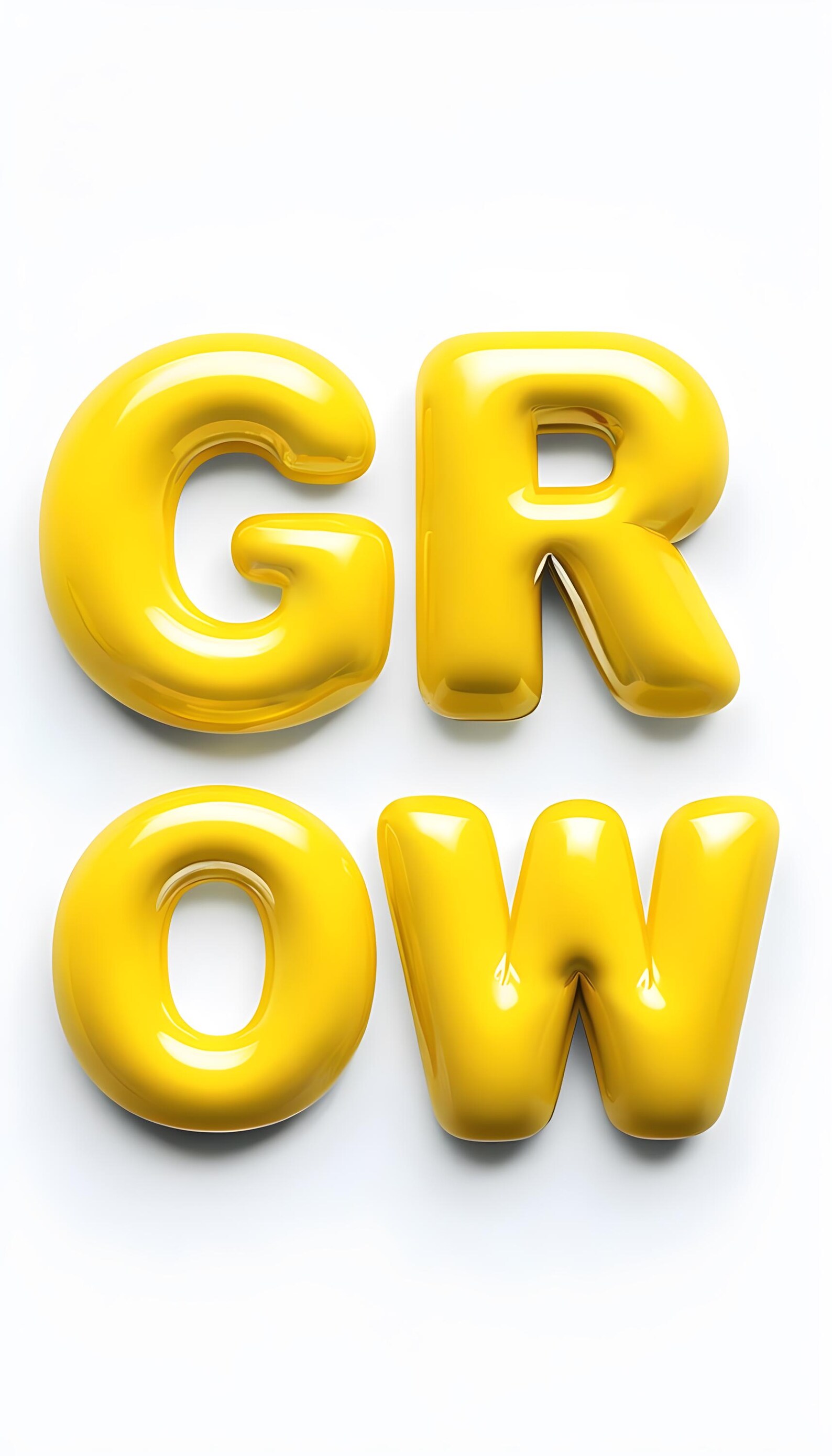 GROW 3D Typography Wall Art - Yellow Balloon Letter Print ...