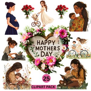 Mother&#39;s Day, Clipart Boho, Mother&#39;s Day PNG, Mum and Baby Clipart Floral Mother&#39;s Day PNG Celebration | Commercial Use Clipart Transparent,
