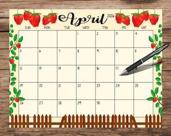 April 2026 Calendar: Garden Theme Printable (Digital Download)