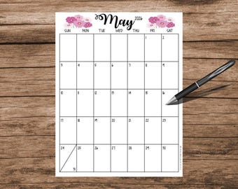 May 2026 Flower Calendar: Printable, Editable (Digital Download)