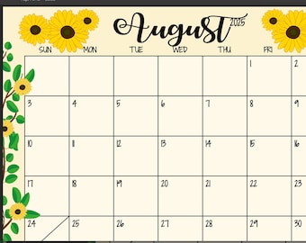 August 2025 - August 2026 Floral Garden Theme Calendar | Printable & Editable (PDF Digital Download)