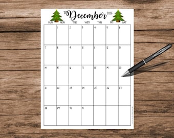 December 2025 Calendar - Digital Download, PDF, PNG, JPG, Printable, GoodNotes, iPad, Letter, Instant, Planner