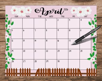 April 2026 Garden Calendar: Printable, Editable (Digital Download)