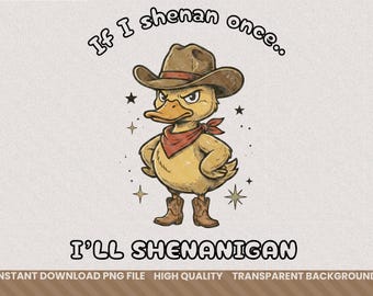 Manigance PNG | Canard cowboy en colère, sublimation de canard grincheux drôle conception de canard occidental impertinent animal de ferme rétro oiseau Clipart canard avec chapeau