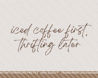 Économie de café glacé PNG | Sublimation de chemise d'amant d'épargne | Conception de devis tendance | Graphique d'achat au marché aux puces | Typographie minimaliste