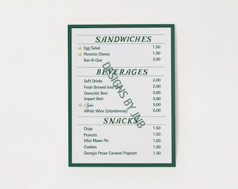 Master's Golf Party Concessions Sign Digital Download
