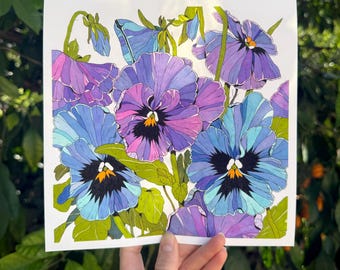 8x8 Floral Pansy Garden Art Print