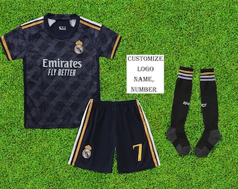 Ensemble Madrid enfant,Maillots,Tenues de football Real Madrid,Madrid Vini Jr. #7 extérieur maillot de football 2023/2024 et ensemble short et chaussettes