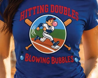 Baseball SVG, Hitting Doubles Blowing Bubbles, Cricut Cut File (Digital Download)