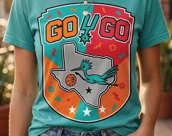 Vibrant Texas Roadrunner Basketball Graphic Tee, Retro Fiesta Design (Digital Download)