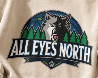 All Eyes North Basketball Graphic, Growling Wolf Sports Art (Digital Download)