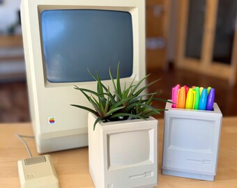 Classic Mac Desk Accessory | Mini Mac Planter or Pencil Holder, Vintage Apple Decor Gift