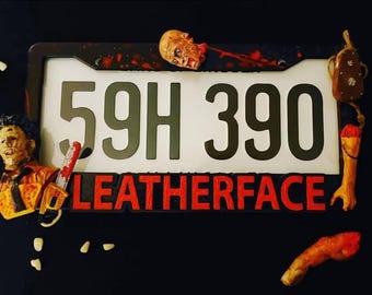 Handmade Ultimate Leatherface Chainsaw Massacre Bloody License Plate Frame