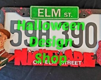 Handmade Halloween A Nightmare on Elm Street Freddy Krueger Bloody License Plate Frame Horror Movies