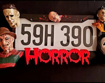 Handmade Holy Grail Horror Halloween License Plate Frame Michael Myers Ghostface Leatherface Freddy Krueger Jason Voorhees Terrifier Chucky