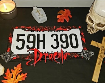 Handmade Bram Stoker's Dracula Halloween License Plate Frame Horror Collection Haunted Vampire