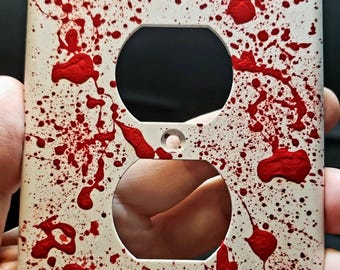 Custom Glow in the Dark/Bloody Outlet Covers Halloween Decor Horror Collection