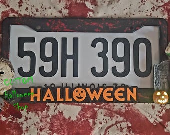 Handmade Halloween Michael Myers Glow in the Dark License Plate Frame Halloween Horror