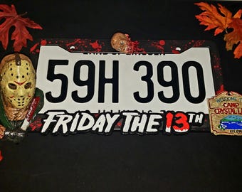 Handmade Friday the 13th License Plate Frame Halloween Horror Jason Voorhees