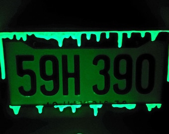 Handmade Glow in the Dark Slime License Plate Frame Halloween Decor Horror Collection