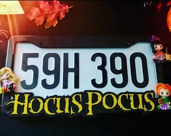 Handmade Glow in the Dark Hocus Pocus License Plate Frame Halloween Horror Sanderson Sisters