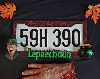Handmade Glow glow in the Dark Leprechaun License Plate Frame Halloween Horror