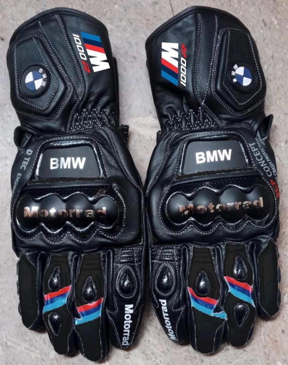 BMW Motorrad M 1000R Racing Gloves: Leather Motorcycle Gloves with Knuckle Protection