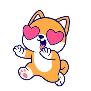 Shiba Inu Embroidery Design - 10 Formats (PES, DST, JEF, vip + More) - Cute Cartoon Dog & Love Theme for Brother, Janome, Husqvarna Machines