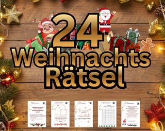 24 Christmas puzzles to print - immediately available as a digital PDF download for crafting - last minute idea