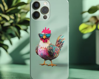 Funky Chicken iPhone Tough Case for Animal Lovers, Chicken Enthusiasts, Unique Phone Cover, Farm Animal Gift, Quirky Phone Accessory