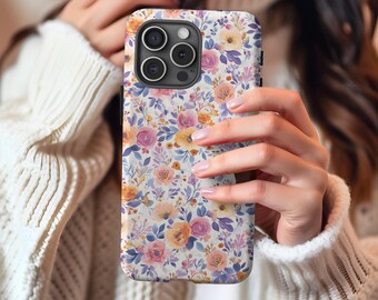 Bright Floral iPhone Tough Case Protective Cover, Floral Pattern, Flower Design, Hard Shell Cover, iPhone Accessories, iPhone 16 15 14 13 12