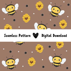 Cute Bumblebee & Beehive Seamless Pattern – Digital Paper for Scrapbooking, Junk Journaling, Fabric and Printable Crafts