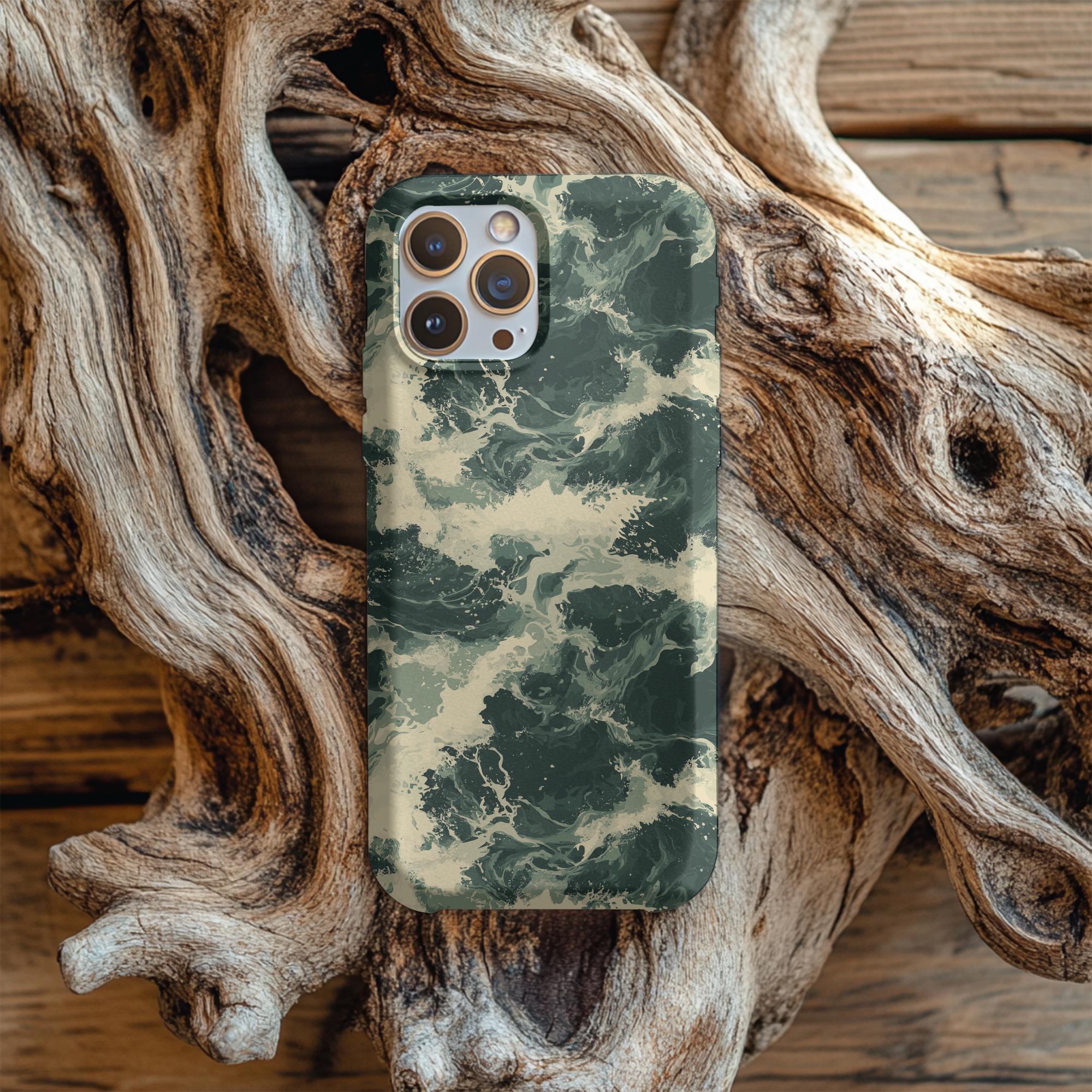 iPhone Case Ocean Waves Tough Case, Green Teal Blue Cover Shell, Protective Phone Accessories, Gift for Ocean Lovers, Coastal Theme Phone