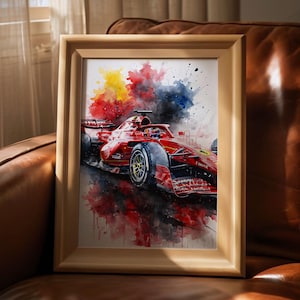 Watercolour Ferrari Racing F1 inspired Digital Poster